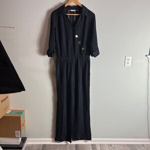 Soft Surroundings Black Lagenlook Gauzy Elegant Jumpsuit.